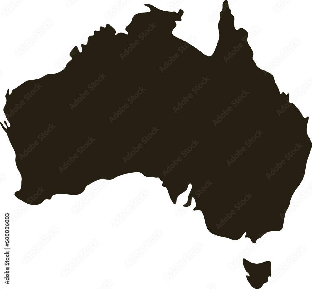 Map Of Australia Solid Black Map Vector Illustration Stock Vector