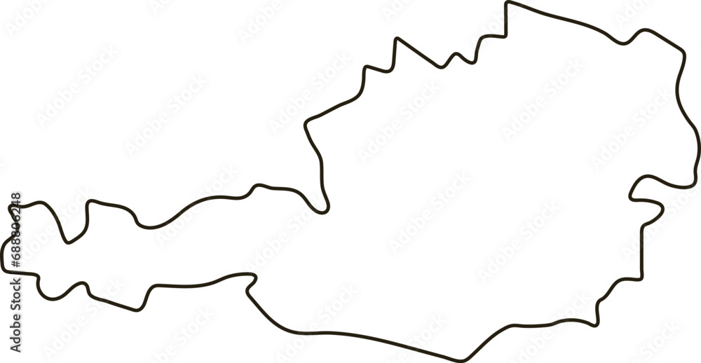 Map of Austria. Outline map vector illustration - obrazy, fototapety, plakaty 