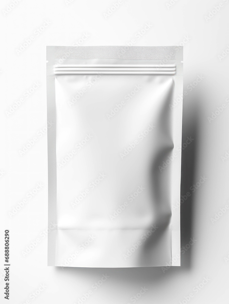 White Blank Mockup Doypack Packaging Standing on a White Background, White Doypack Packaging Template To Customize White Blank Mockup Doypack Packaging Standing on a White Background, White Doypack Packaging Template To Customize