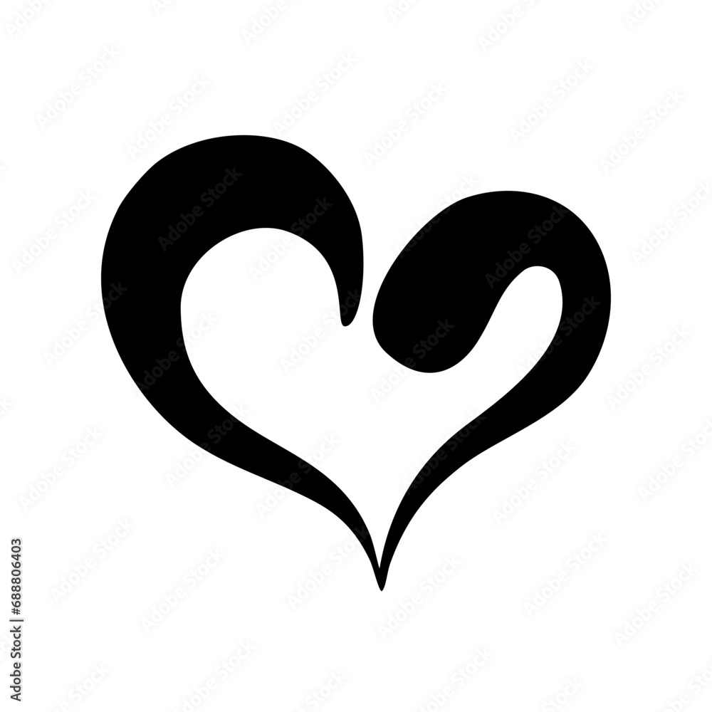 Heart hand drawn with ink brush isolated on white background Heart hand drawn with ink brush isolated on white background