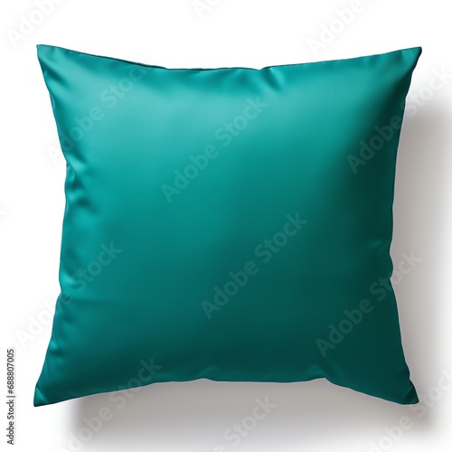 a blue pillow on a white background