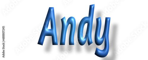 Andy - lettering - light blue color, embossed tubular font, transparent background, holiday party design, vector project	