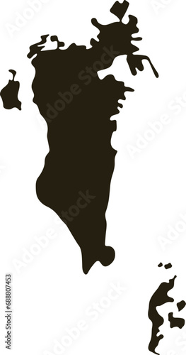 Map of Bahrain. Solid black map vector illustration