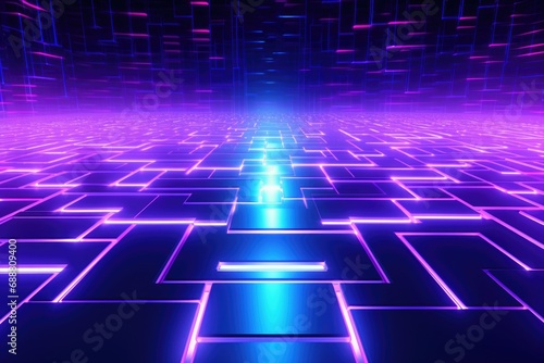 A futuristic background featuring glowing squares and lines. Perfect for technology, science, and digital concept designs