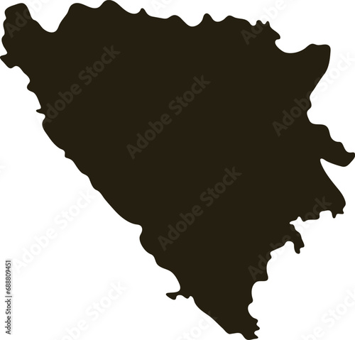 Map of Bosnia and Herzegovina. Solid black map vector illustration