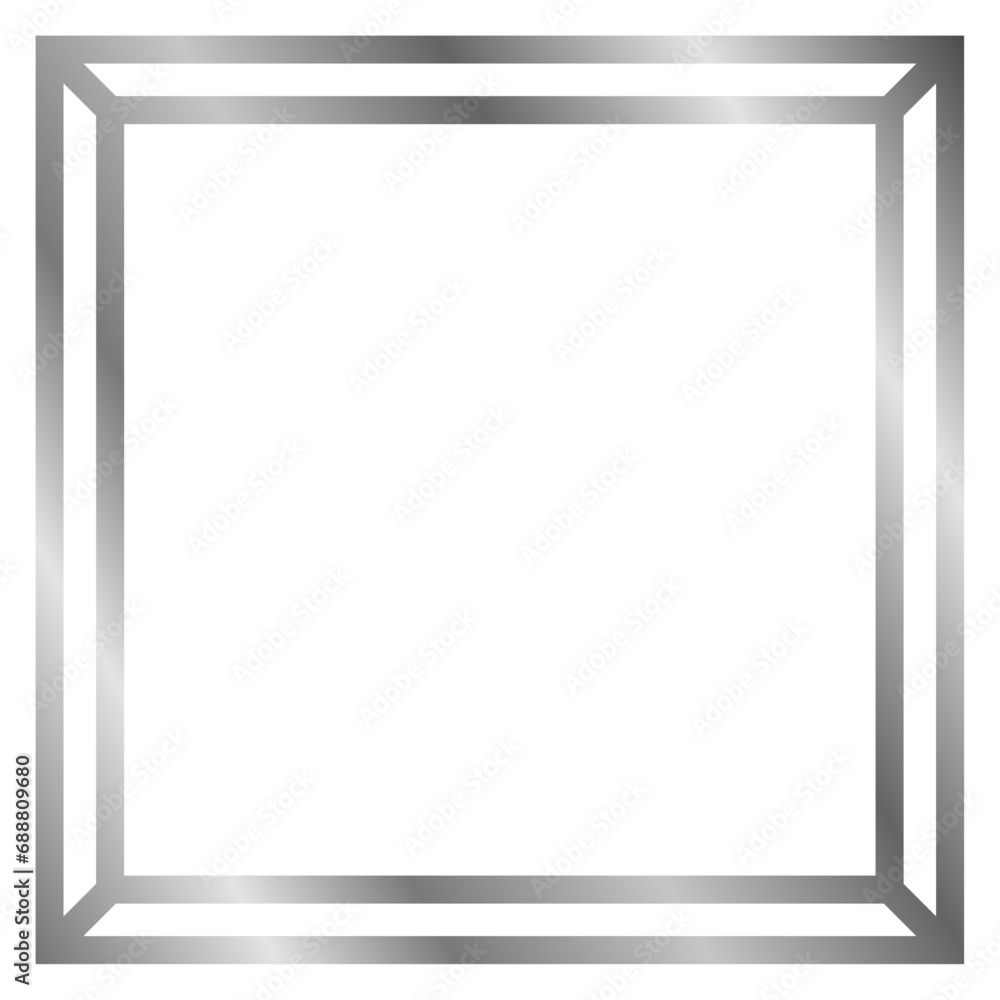 Silver metal frame isolated on white. Vector frame for text, photo, certificate, pictures, diploma, card, invitation. Square luxury frame Silver metal frame isolated on white. Vector frame for text, photo, certificate, pictures, diploma, card, invitation. Square luxury frame