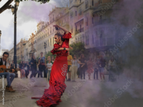 Konstfotografi Danseuse sevillana, dans les rues de Séville, Espagne
