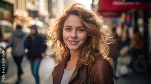 candid photo portrait of beautiful woman on busy street © Emil