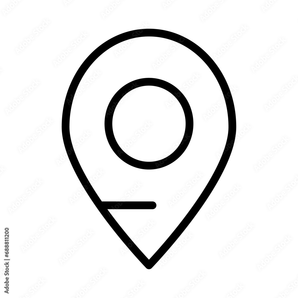 Simple outline map pointer icon, location point, destination icon. Map travel line icon or pin isolated on white background Simple outline map pointer icon, location point, destination icon. Map travel line icon or pin isolated on white background