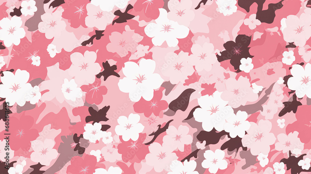 Abstract Cherry Blossoms Camo Texture Pattern. Pink Flowers. Unique Design for Textile Industry Abstract Cherry Blossoms Camo Texture Pattern. Pink Flowers. Unique Design for Textile Industry