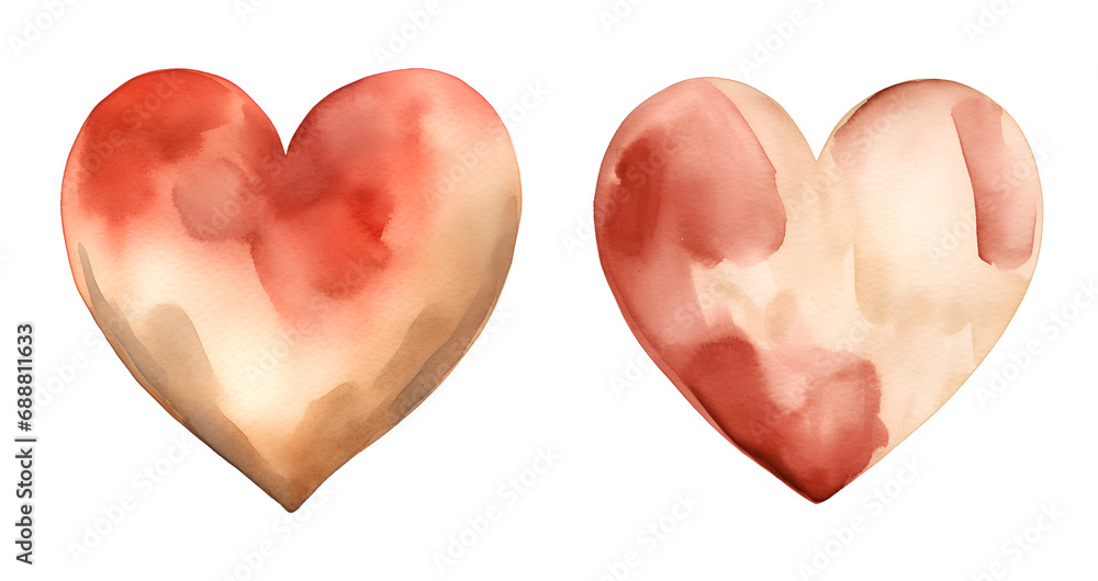 Red heart, valentine's day, watercolor clipart illustration with isolated background.