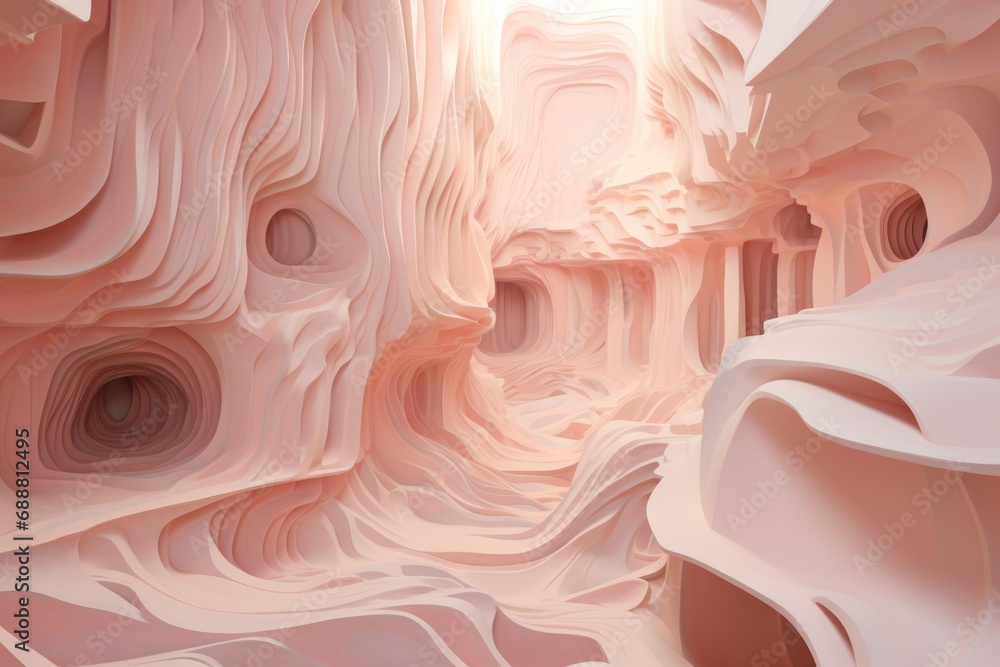 Visualize a piece of contemporary art that represents a natural, porous