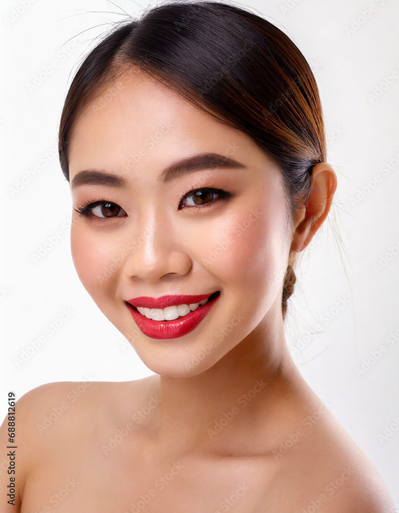 portrait of young Chinese woman with beautiful smile isolated on white background portrait of young Chinese woman with beautiful smile isolated on white background