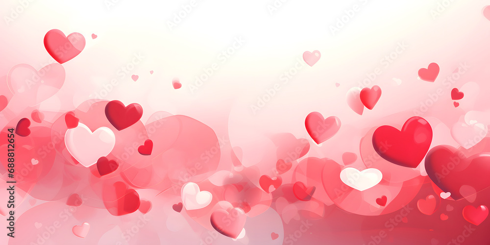 Illustration of abstract background with many red and white small hearts. Valentines Day concept.
