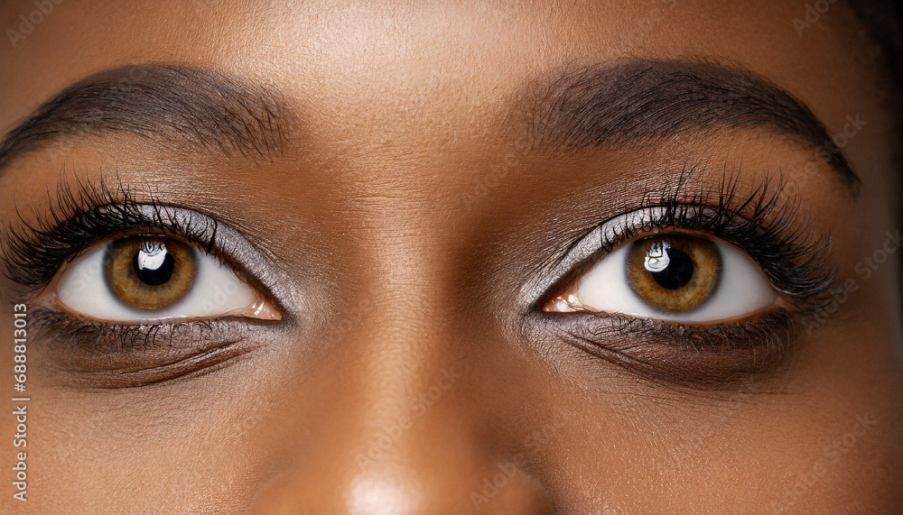 Fototapeta premium female eyes with long eyelashes and makeup, closeup 