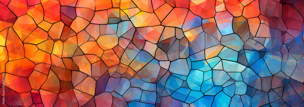Abstract banner background of a mosaic of colorful stained glass Abstract banner background of a mosaic of colorful stained glass