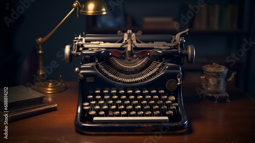 A vintage typewriter, each key giving way to a different scene of early 20th-century literary circles, cafes, and the fervor of creation. photo