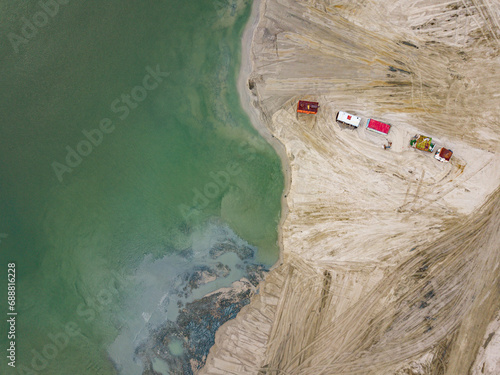 Birds eye view of a construction site.