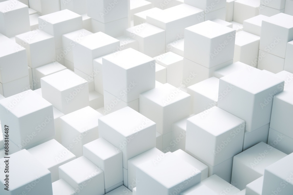 White cubes arranged in a room, suitable for modern interior design White cubes arranged in a room, suitable for modern interior design