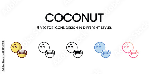 Coconut icons set vector illustration. vector stock,