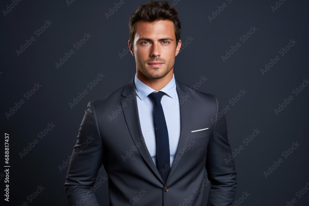 Confident businessman in a suit. Generative AI. Confident businessman in a suit. Generative AI.