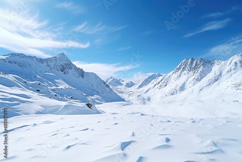 A person skiing down a snowy mountain slope. Perfect for winter sports and outdoor activities