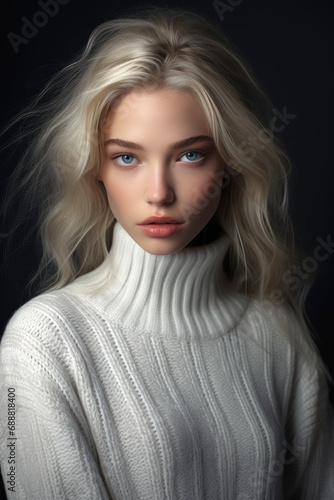 A Christmas girl with blue ...