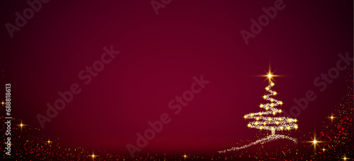 New year background with Christmas tree and stars lights.