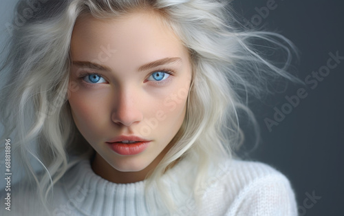 A Christmas girl with blue ...