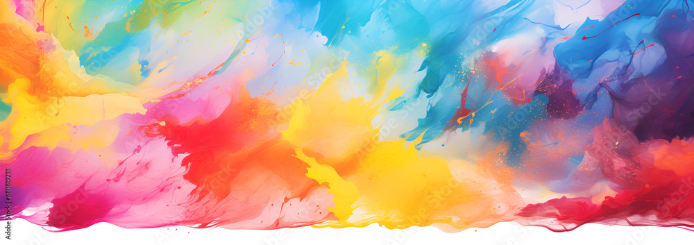 Abstract banner background of colorful abstract paint splatters in rainbow hues Abstract banner background of colorful abstract paint splatters in rainbow hues