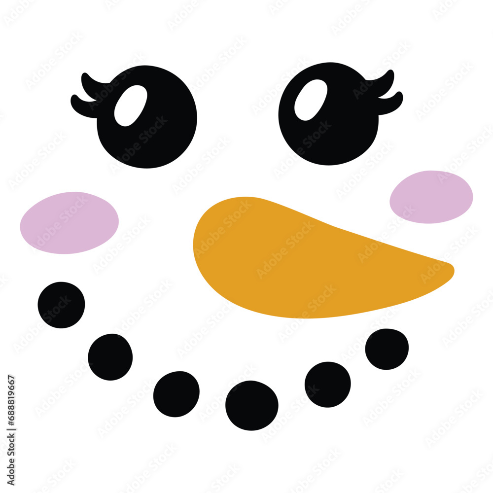 Christmas snowman face - vector illustration Christmas snowman face - vector illustration