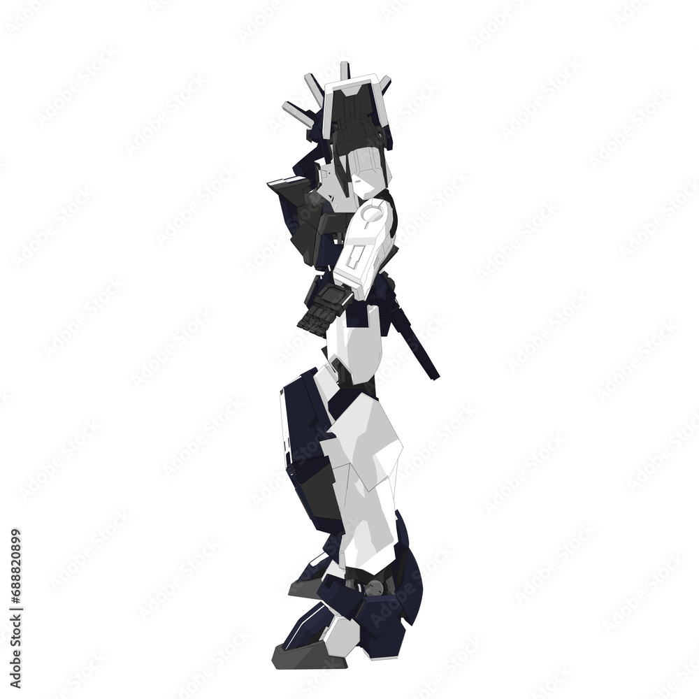 Bipedal Blue Spartan Mobile Suit Design