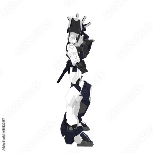 Bipedal Blue Spartan Mobile Suit Design