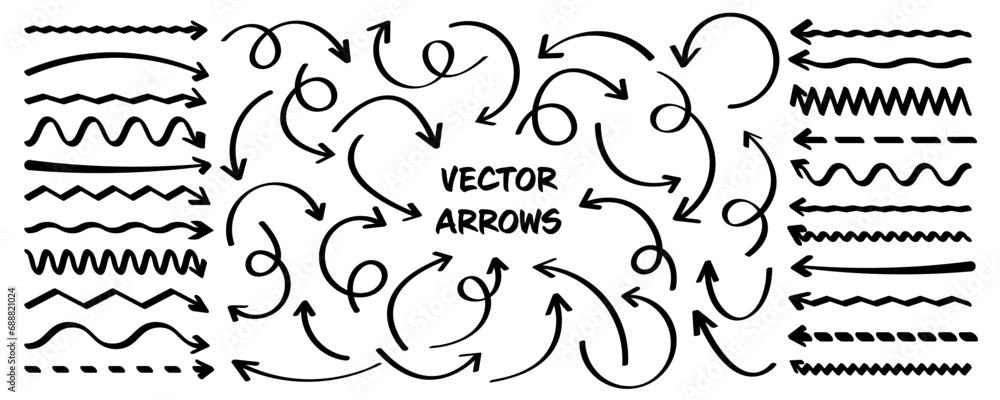 Hand drawn arrows, highlighter lines. Marker stroke, brush pen drawn underline. Handwritten text pointers, notes, marks. Vector illustration Hand drawn arrows, highlighter lines. Marker stroke, brush pen drawn underline. Handwritten text pointers, notes, marks. Vector illustration