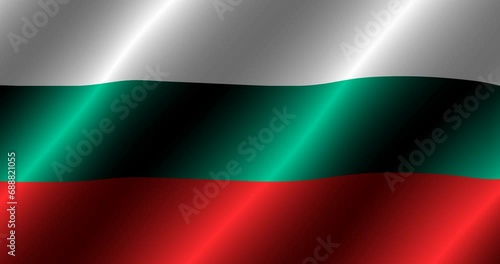 Animated flag of Bulgaria with folds. Bright background with flag of Bulgaria. Bright button with flag. Happy Bulgaria day background. photo