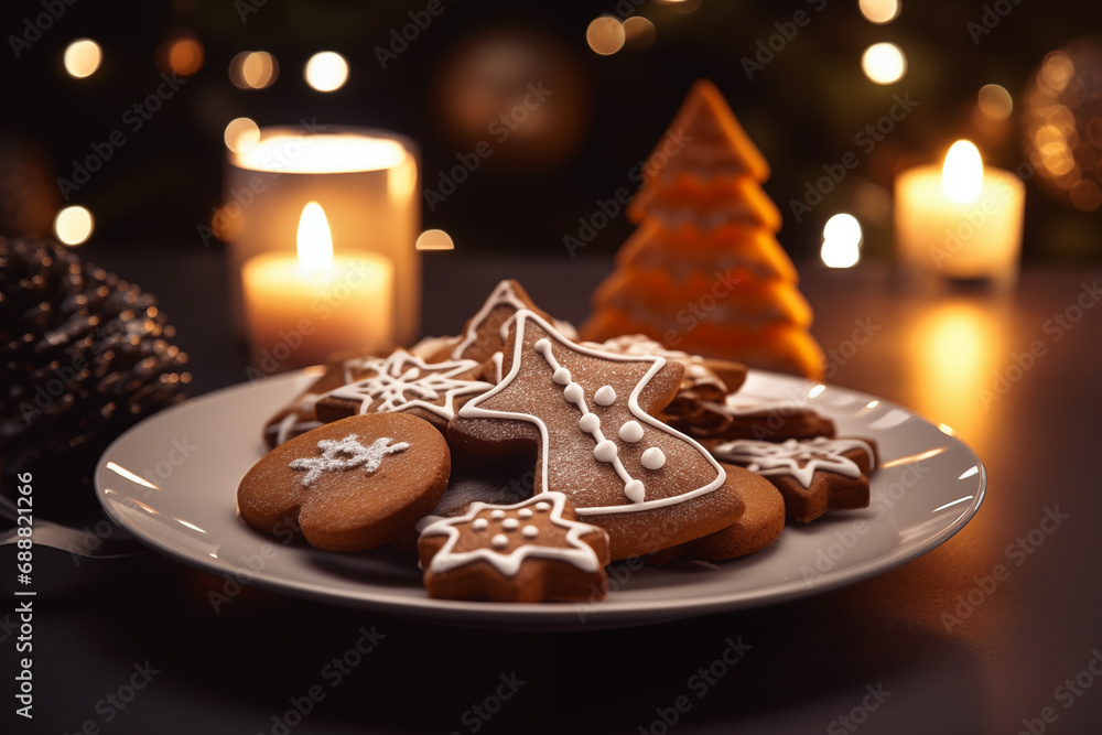 Festive Delight: Gingerbread Cookies Adorning the Plate Festive Delight: Gingerbread Cookies Adorning the Plate