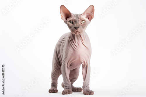 Full size portrait of Sphynx cat isolated on white background