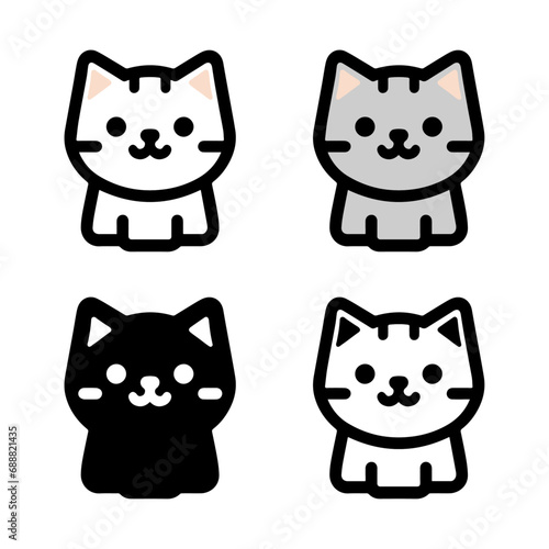 かわいい猫のアイコン、ベクターイラスト