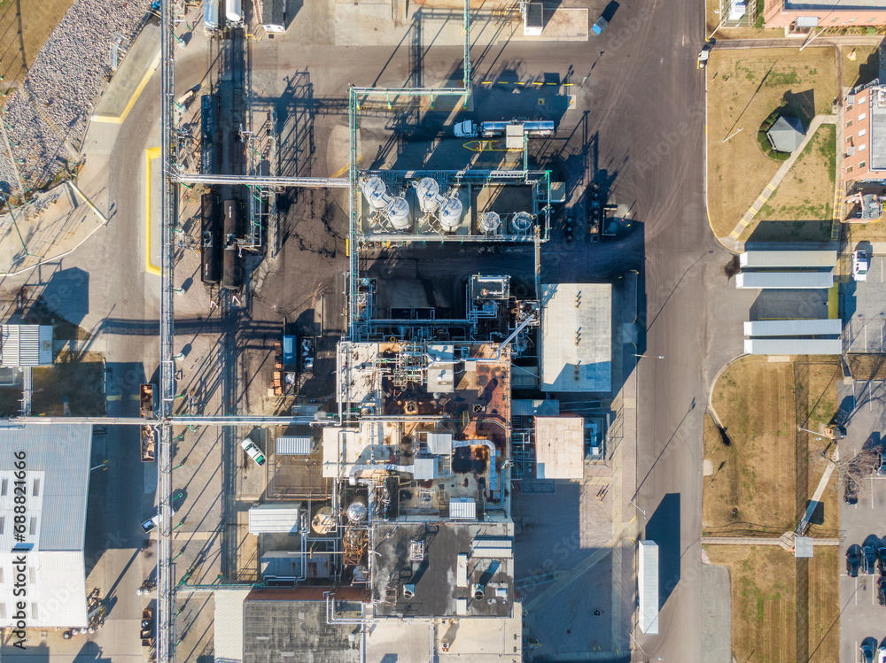 Industrial Drone Photos of a Factory Plant Manufacturing Pharmaceuticals 