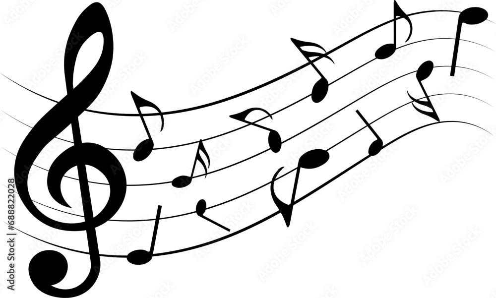 Music notes wave, vector illustration. Music notes wave, vector illustration.
