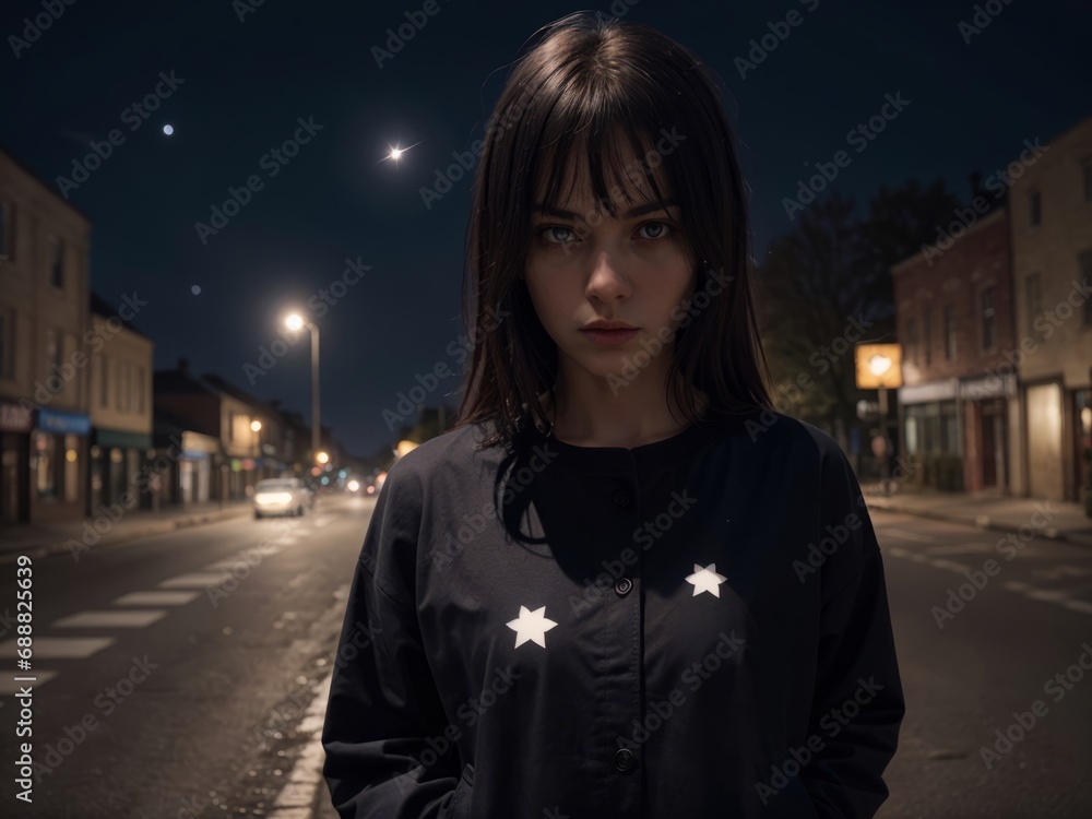 woman walking on the street at night woman walking on the street at night
