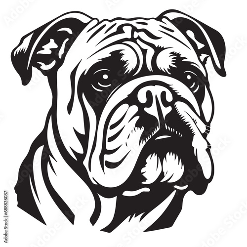Bulldog in cartoon, doodle style. Isolated 2d vector illustration in logo, icon style, Eps 10, black and white. AI Generative