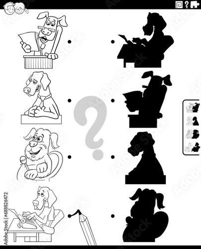 shadow game with comic dog characters coloring page