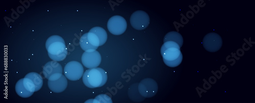 Futuristic vector image featuring a diagonal line of glossy blue spheres of varying sizes on a dark blue background, creating an abstract and modern feel.