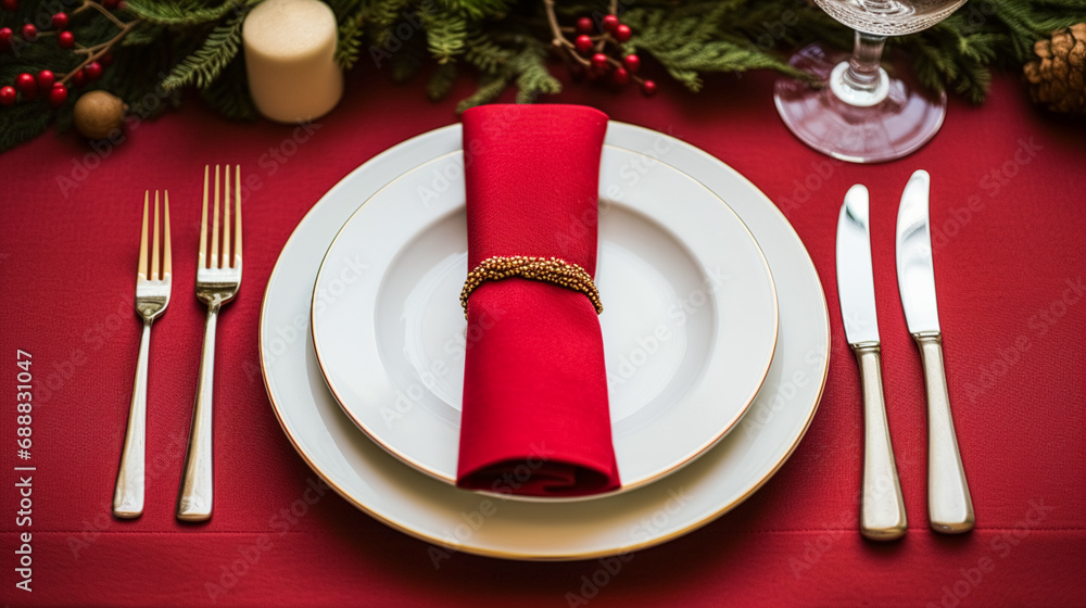 Christmas table decor, holiday tablescape and dinner table setting, formal event decoration for New Year, family celebration, English country and home styling Christmas table decor, holiday tablescape and dinner table setting, formal event decoration for New Year, family celebration, English country and home styling