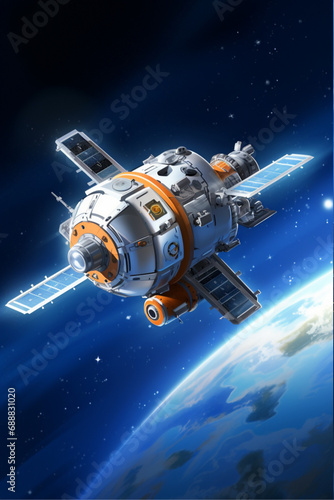 Fictional Illustrator picture of spacecraft in space 