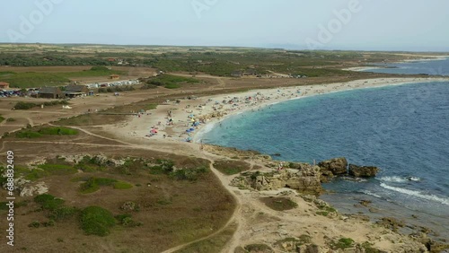 Wallpaper Mural Aerial drone view of Arutas beach in Sardinia, Italy Torontodigital.ca