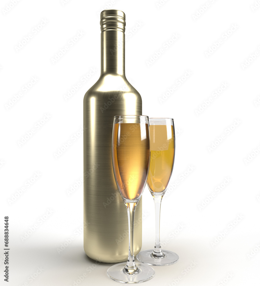 Champaign golden bottle package glass wine two 2 object white isolated background dicut party event celebration festival december january 2024 congratulation annivarsary holiday vacation inviation Champaign golden bottle package glass wine two 2 object white isolated background dicut party event celebration festival december january 2024 congratulation annivarsary holiday vacation inviation