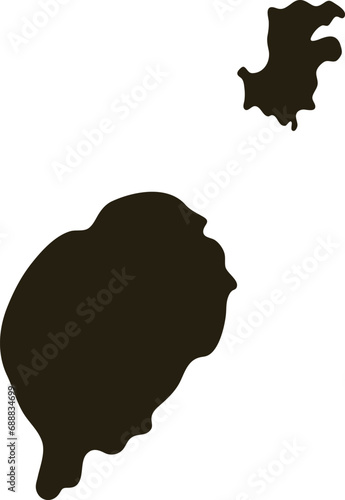 Map of Sao Tome and Principe. Solid black map vector illustration