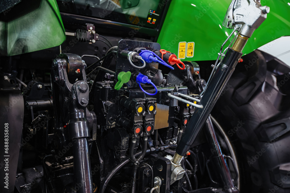 custom made wallpaper toronto digitalRear view of modern agricultural tractor in hangar. Hydraulic hitch. Hydraulic lifting frame. Rear mechanism for attaching trailed equipment